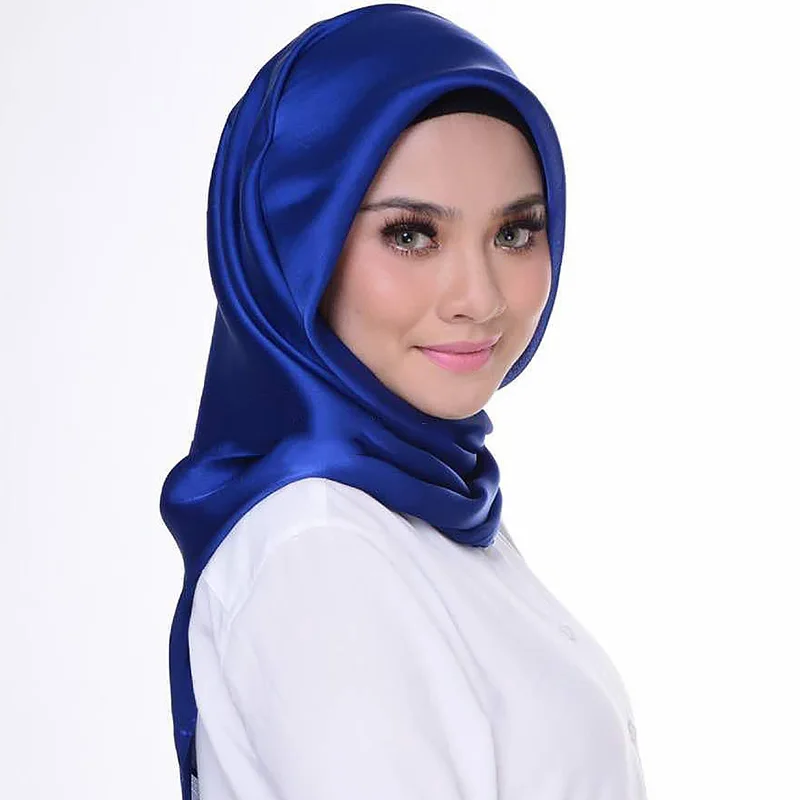 Scarf for muslim women Wrap Shawls Satin Silk Muslim Women Hijab Square Shawl Scarf Fashion Solid Color 90*90cm Muslim Scarves