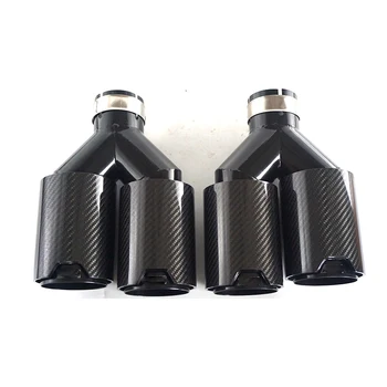 

Dual Carbon Fiber + Black Stainless Steel Universal M performance Carbon Fiber Exhaust Tips End Pipes Muffler tips for BMW