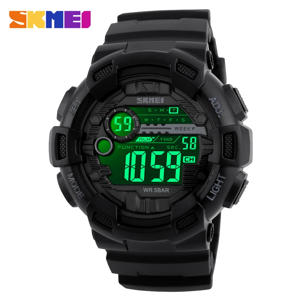 SKMEI 1243 мужские спортивные часы брендовые модные светодиодные цифровые