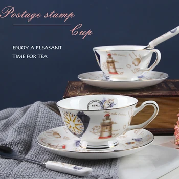 

Creative European Tea Cup Set and Saucer Nordic Bone China Coffee Cup Tazas Para Cafe European Luxury Handmade Bb50