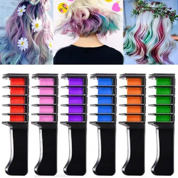 

6 Colors Hair Chalk Comb Temporary Hair Dye Marker Gifts for Girls Kids Adults for Halloween Christmas Birthday Cosplay