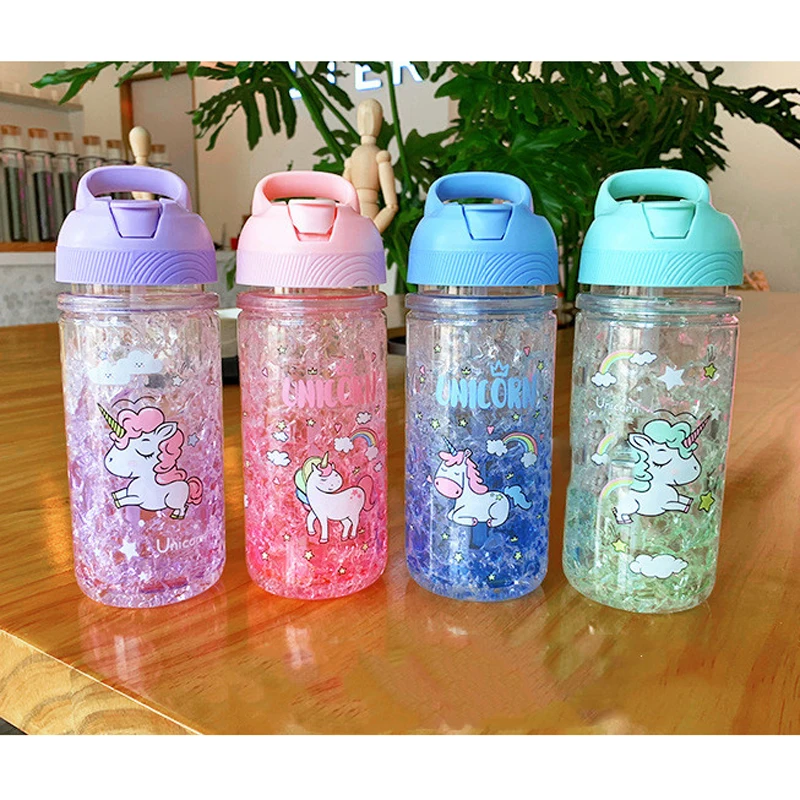 

HOWTELEE Unicorn kids water bottle plastic tritan cups baby's drinking bottle students water bottles