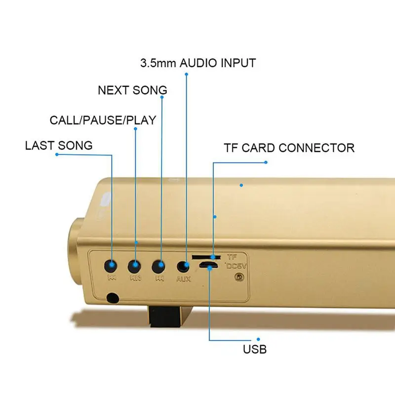 AAAE топ-мода сильный супер бас звук бар ТВ Беспроводной Bluetooth динамик домашний ТВ кинотеатр Саундбар с сабвуфером(золото