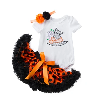 

3pcs/set Bebe Halloween Skirt Set New Born Baby Girls Romper Infant Outfits Girls Princess Toddler Kids Clothes Fluffy Skirt