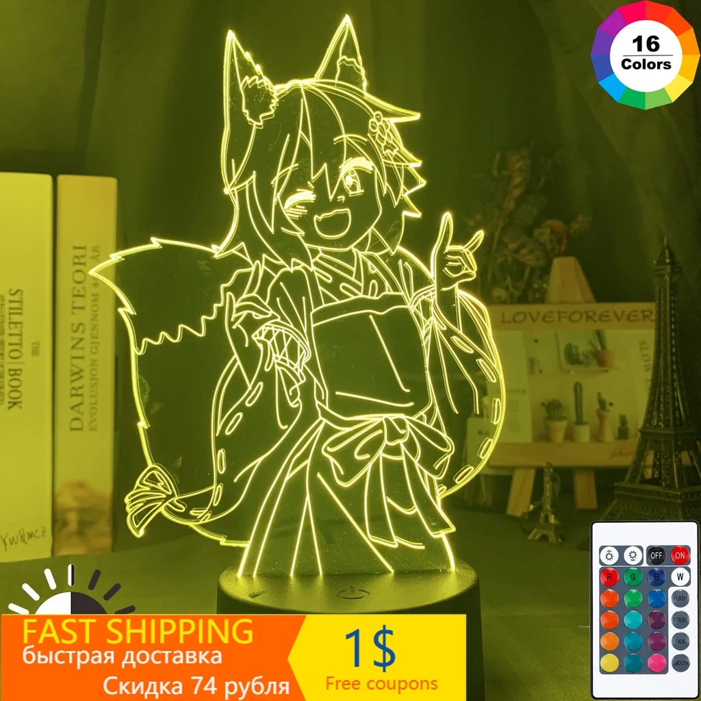 3d лампа Полезная лиса Senko San Ночной светильник меняющий цвет ночник с