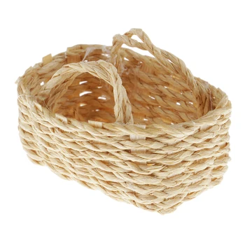 

2pc Vintange 1/12 Dollhouse Bamboo Baskets Square Room Decor Miniature