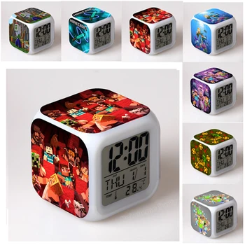 

Alarm Clock Mining Pixels Game Led Clock MyWorlds Digital Clock Change Color LED Night Light Cartoon Room Decoration Child Gift