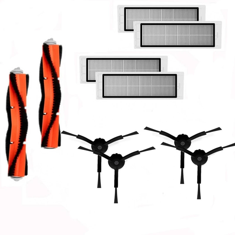

2Pcs Main Brush + 4Pcs Hepa Filter+4Pcs Black Side Brush for Xiaomi Mi Vacuum 1 Roborock S50 S51 S55 E35 Robot Vacuum Part
