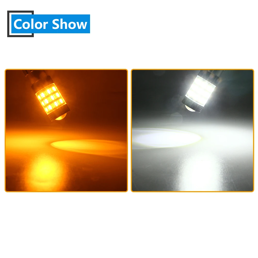 4 шт. 12 В 4014 60 SMD двойной цвет белый/янтарный 3157 P27/7 Вт T25 светодиодный объектив лампы автомобильная сигнальная лампа стоп-сигнал