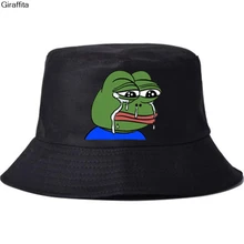 Для мужчин Горячая шляпа от солнца грустная лягушка печати шляпа рыбака хлопок летняя Панама для Для женщин Для мужчин модный принт шляпа