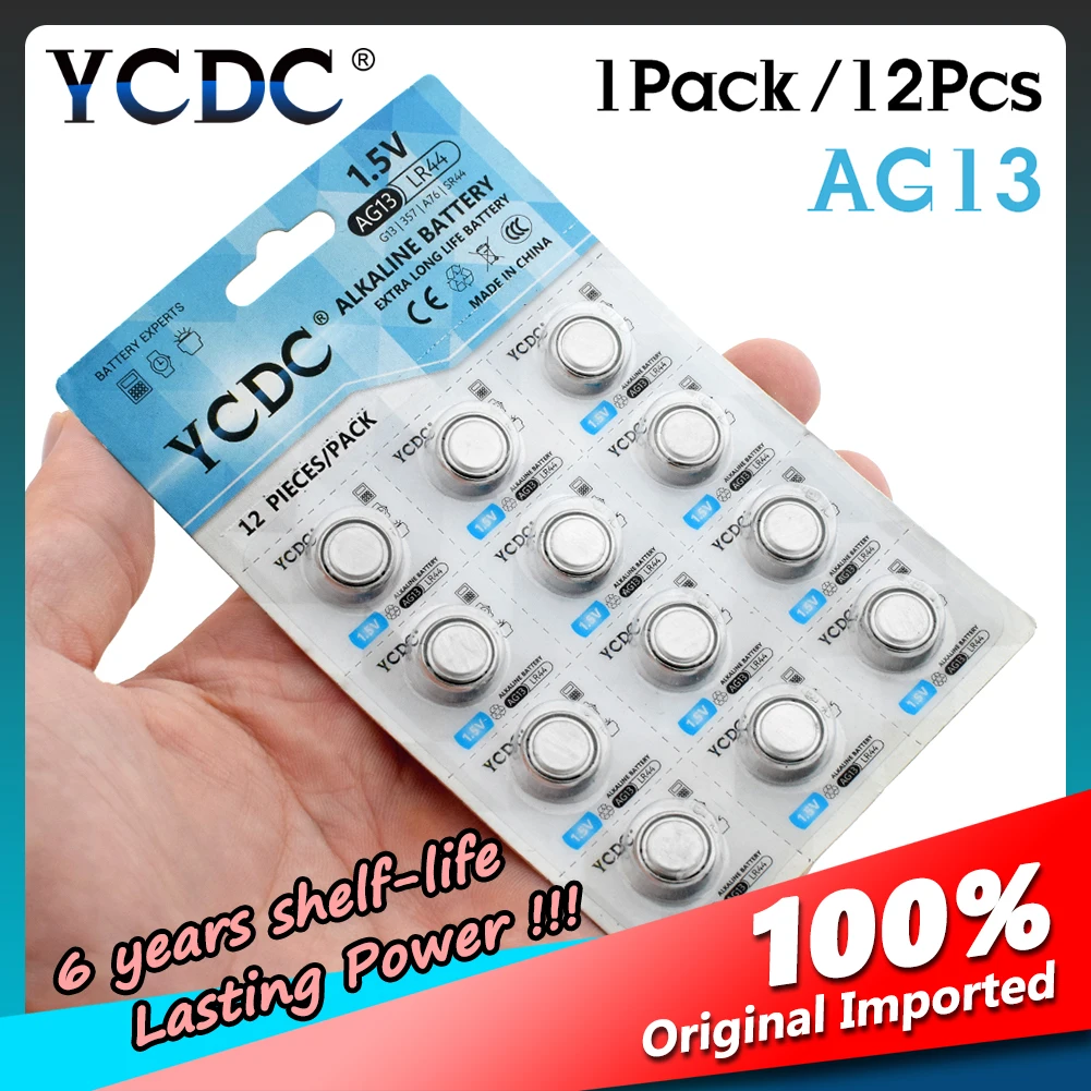 AG13 10pcs 12pcs 1 5 V Батарея LR44 L1154 RW82 RW42 SR1154 SP76 A76 357A пила lr44 SR44 AG 13 литиевая батарея