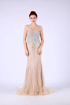 

Champagne Evening Dresses Long 2020 Sweetheart Beading Party Lady Gowns For Women Robe De Soiree