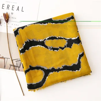 

2020 шарф женский foulard femme women autumn Spain style designer long yellow leopard patchwork scarf Neck Headband Hijab