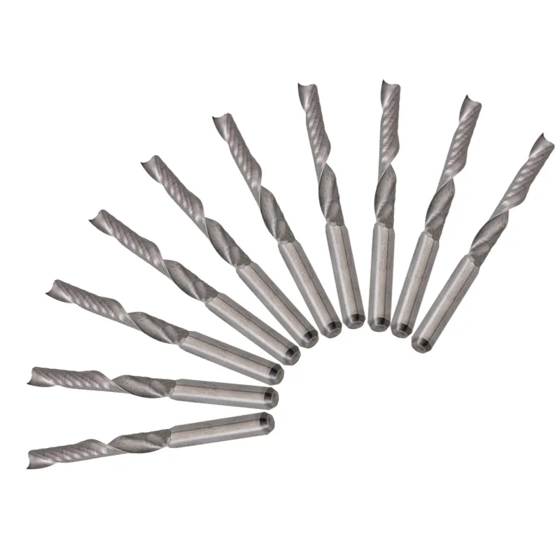 

10pcs/set Carbide Spiral Bit End Mill Cutter Set CNC Single Flute Router Bit
