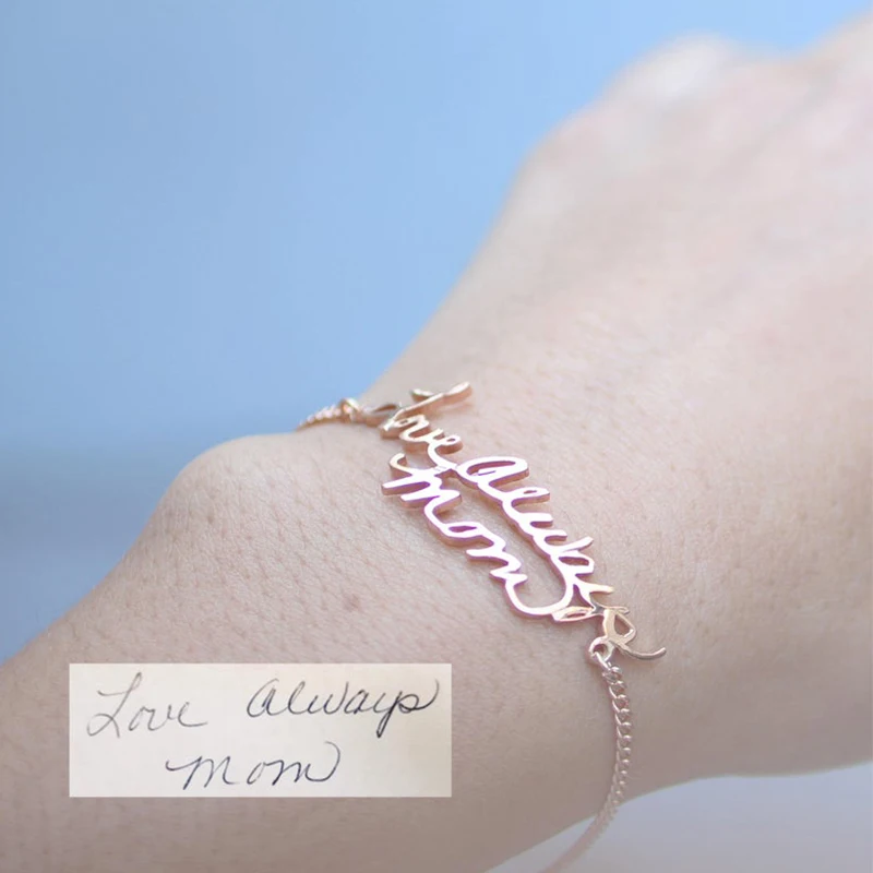 

Lateefah Handwriting Bracelet Custom Actual Handwriting Jewelry Signature Bracelet Memorial Personality Keepsake Gift Mother