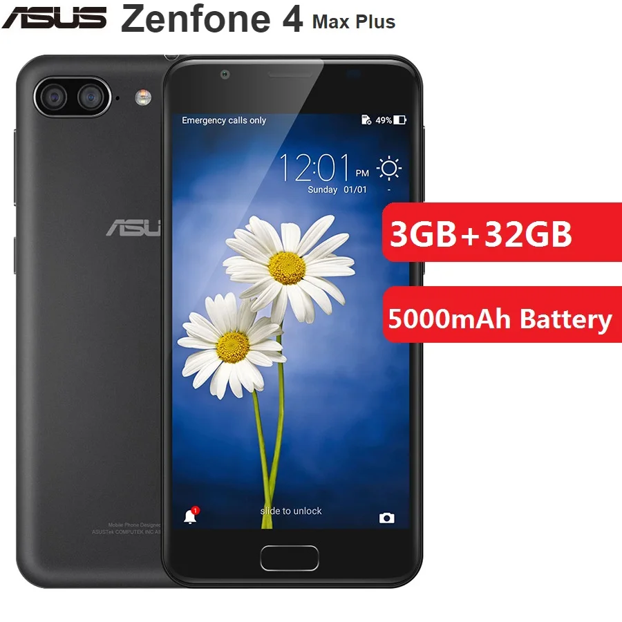 

Clearance ASUS Zenfone 4 Max Plus 4G Smartphone 5.5" Android 7.0 MTK6750 Octa Core 3GB+32GB 5000mAh Mobile CellPhone CN Plug