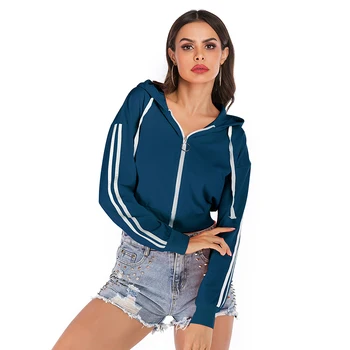 

High quality fashion hoodie for women solid color spring and autumn long sleeve hoodie with zipper