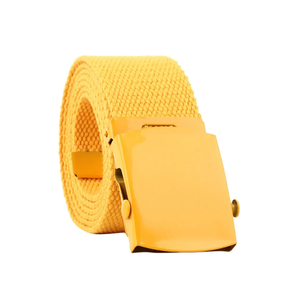 JAYCOSIN ремень с пряжкой вентиляторы холщовые ремни мужские и женские Автоматические модные однотонные трикотажные нейлоновые женские ремни широкие мужские повседневные сплав - Цвет: Yellow