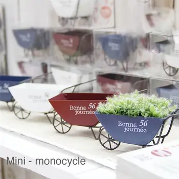 

Mini Wheelbarrow Flower Pot Box Wheelbarrow Shape Design Potted Plants Vintage Decorative Flower Vase (Random Color)
