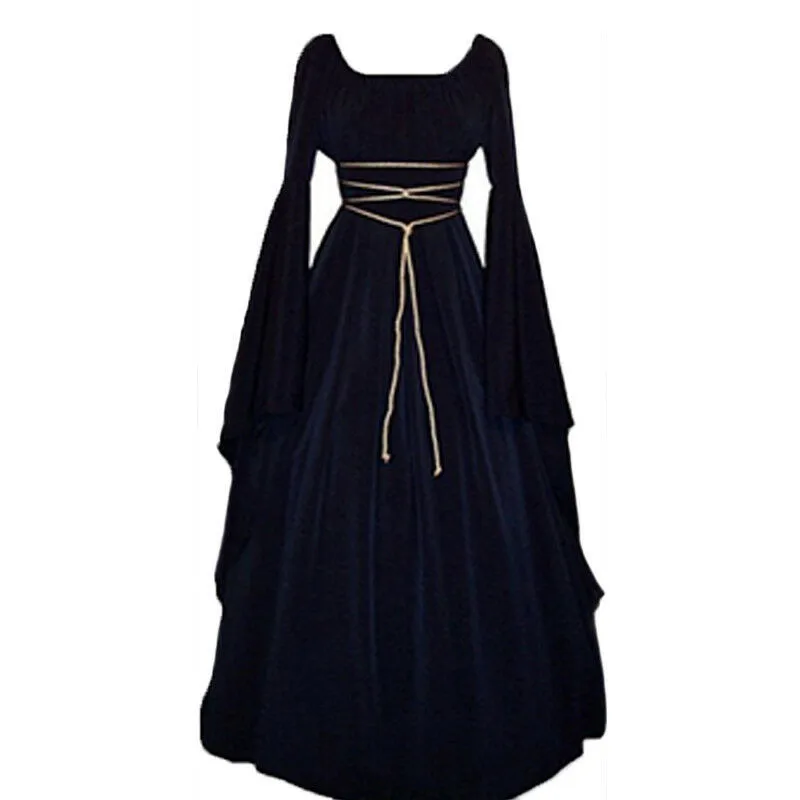 Женское длинное платье в викторианском стиле, в стиле ренессанса, в средневековом стиле, на Хэллоуин, готический костюм ведьмы, вечерние платья, Элегантное макси платье, Femme Vestidos