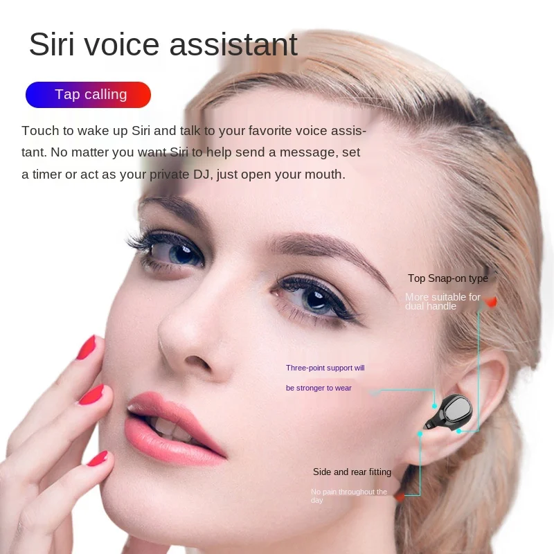 Free shipping TWS fashion Wireless Motion noise reduction Earplug microphone Wireless adapter Bluetooth earphone