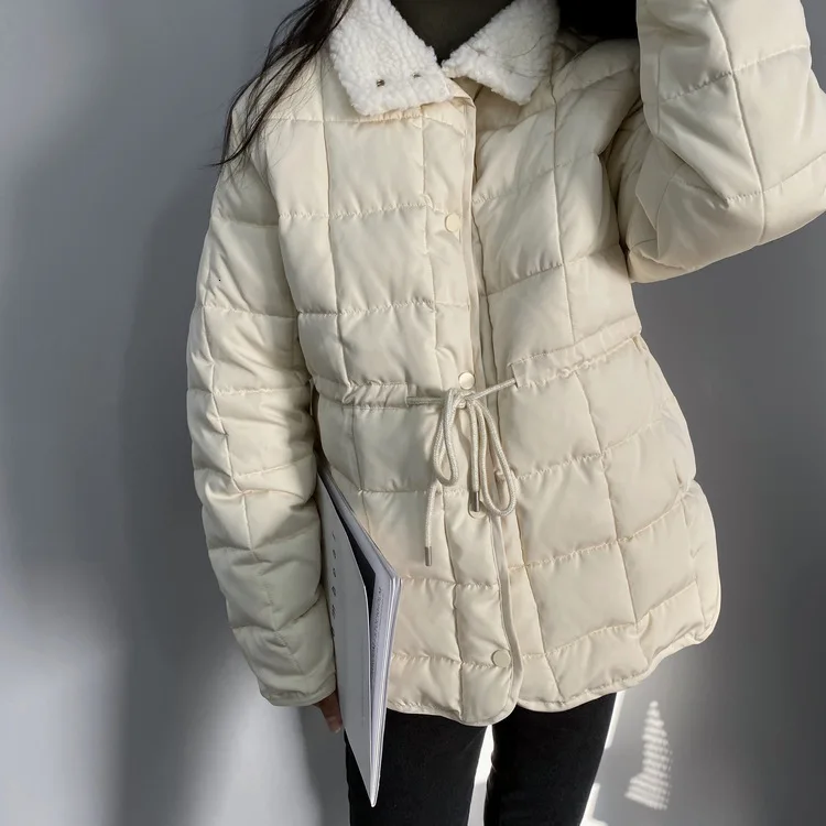 Mooirue осенне-зимние корейские повседневные женские лацкан ягненка с хлопковой подкладкой хлопковая стеганая одежда с круглым вырезом одежда с принтом