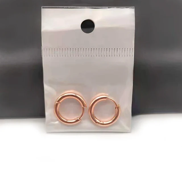 1 pair Dia 8/10/12/14/16mm Stainless Steel Hoop Earrings for Women/Men Round Circle Earring Piercing Anti-allergic Ear Buckle rose gold