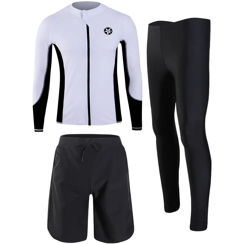 Rashguard Мужская и женская одежда 5 шт. 3 рубашка с длинными рукавами шорты белый