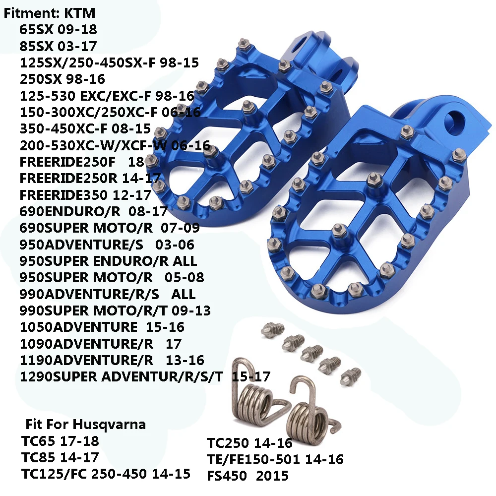 Подставки для ног Подножки для Husqvarna TC FC TC65 TC85 TC125 FC 250 350 450 эндуро супер мото 701 FS450 - Цвет: Синий