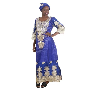 

MD African Woman Bazin Dress Dashiki Embroidery Long Dresses Plus Size Women Traditional Dress African Clothes Shining Robes