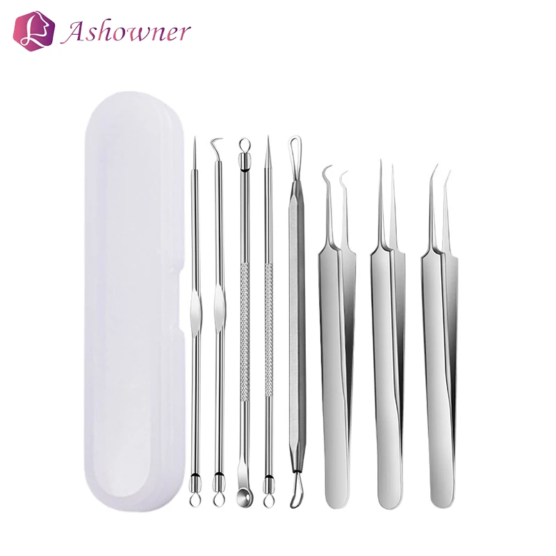 8pcs Ashowner Blackhead Removal Needles Comedone Dots Cleaner Pore Deep Cleansing Tool Face Double Head Care | Красота и здоровье