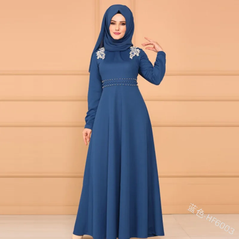 WEPBEL женское мусульманское исламское платье Абая цветочный длинный рукав Новая мода повседневные однотонные женские длинные платья макси