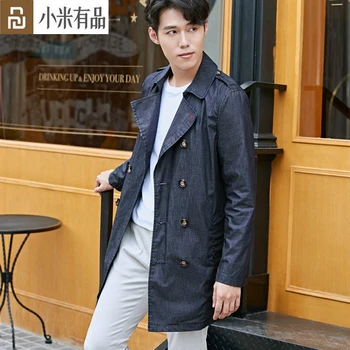 

Youpin DMN Denim Trench Coat Classic Blue Denim Jacket Rainproof Male Spring Autumn Loose Denim Jacket Coat Leisure Outerwear