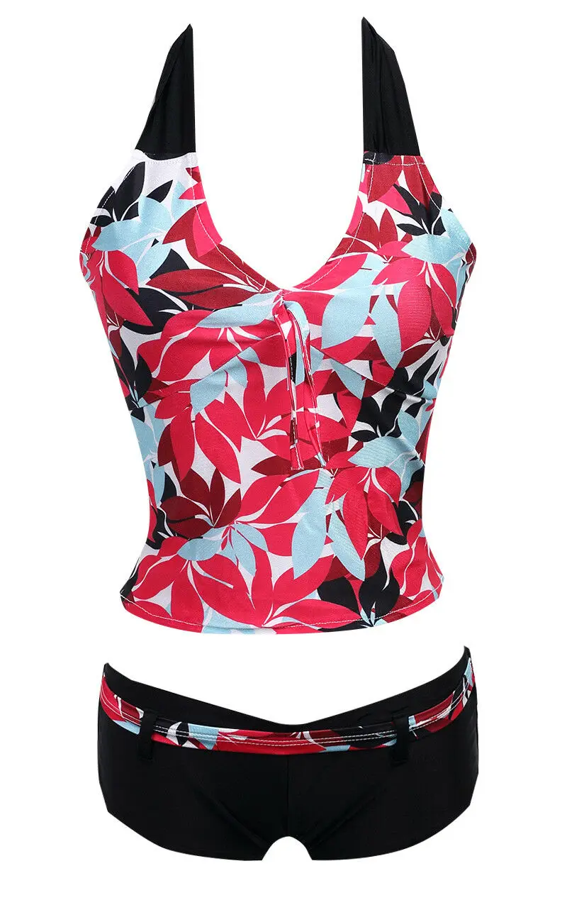 

Women Floral Two-Piece Swimsuit Tankini Sets Sport Bikini Beachwear Bathing Suit Swimwear