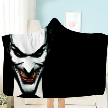 

The Joker Clown Girl Task Force X Hooded Blanket The Film Fleece Blanket 3D Print Comic Throw Blanket Kids Soft Wearable Blanket