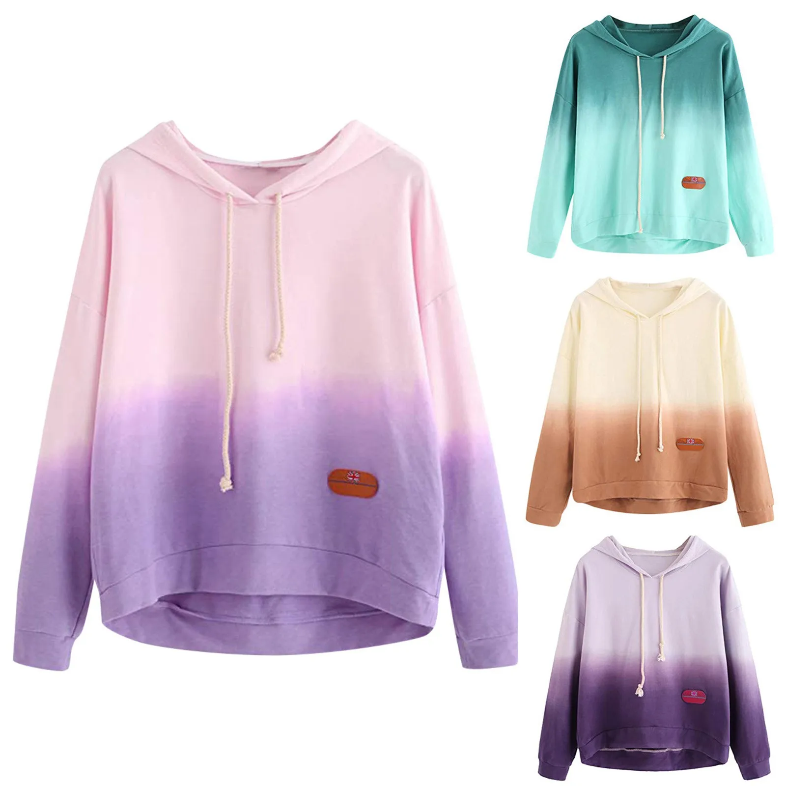 Moda Sonbahar K Kad n Erkek Kap onlu Hoodie Kravat Boya Bask l 