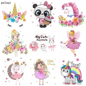 

Pulaqi Rabbit Iron on Transfer for Clothes Stripes Thermo Stickers Heat Transfer Vinyl Badges Cute Unicorn Patches Applique DIY