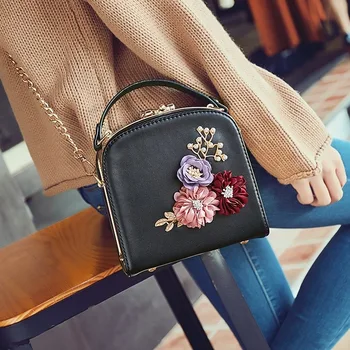 

New Style Fashion and Leisure Small Square Bag Flower Chain Personality Single Shoulder Diagonal Mini Bag