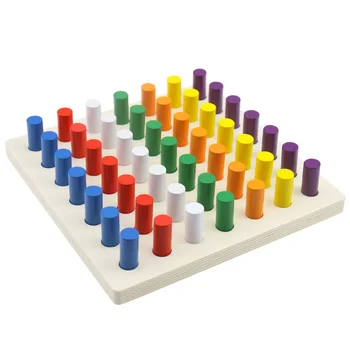 

7 Color Montessori Sensory Toys Cylinder Blocks Wood Board Visual Sense Toys For Children Kindergarten Learning Educational Toys