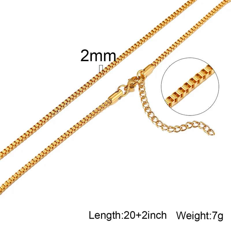 CUBE VENETIAN BOX CHAINS NECKLACES DELICATE SQUARE LINKS STAINLESS STEEL CHAINS 2MM 4.5MM NECKLACE FOR MEN WOMEN 18 TO 24 INCH - Image 4