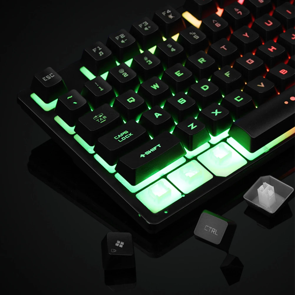 K87 USB Проводная Механическая клавиатура игровая ПК клавиатура с RGB 3 цвета подсветка 87 клавиатуры