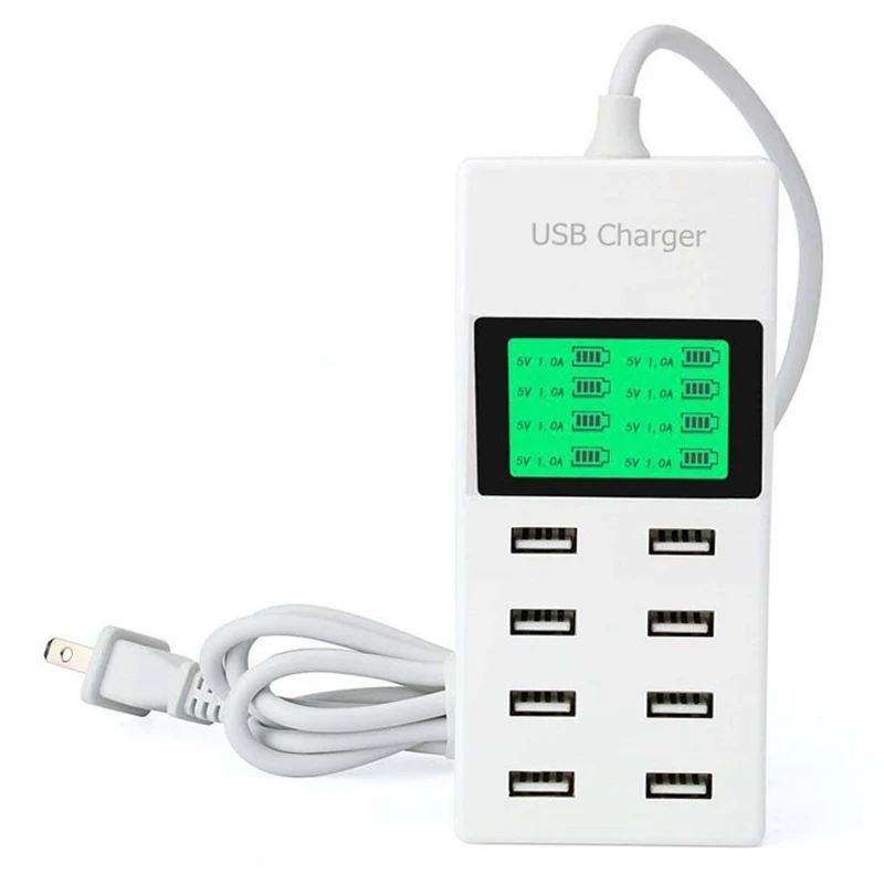 8 портов USB настенное зарядное устройство светодиодный экран дисплея ЕС США