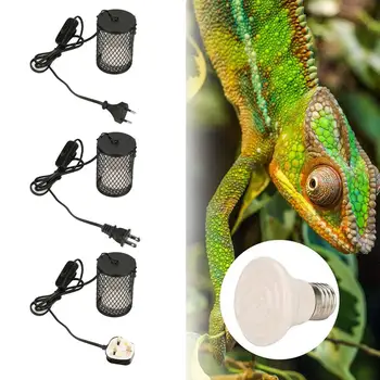 

Pet Heating lamp Infrared Ceramic Light With Safety Cage Emitter Heat Lamp Cover Pet Supplies Chickens Reptile Lampshade