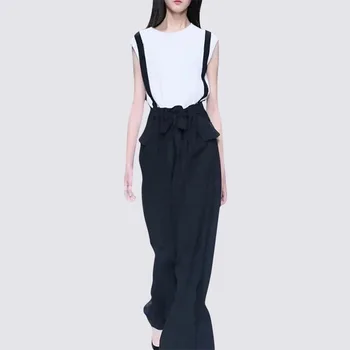 

Summer Outfits for Women New Fashion Sling Wide Leg Pants Suit Temperament White Tshirt + Long Pants Ladies Trousers Sets