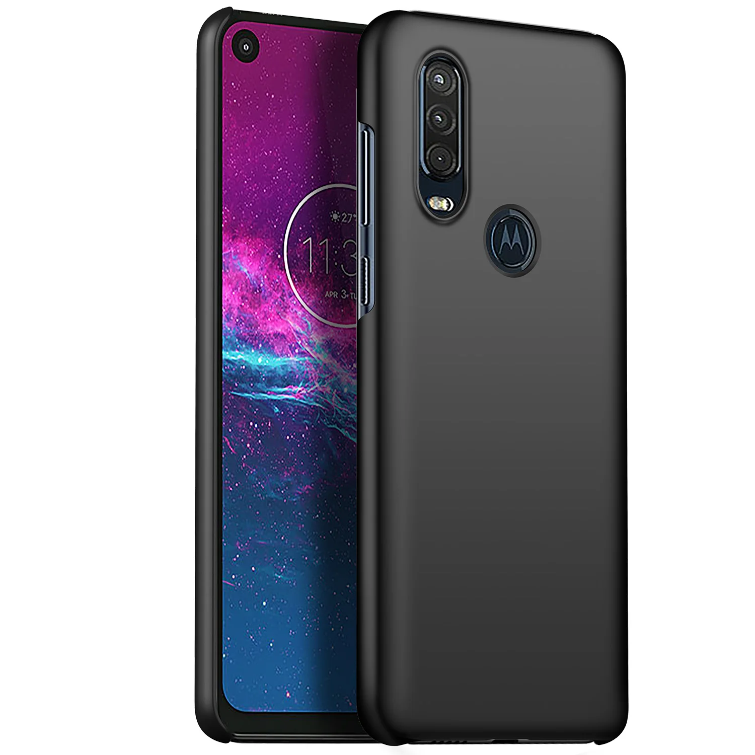 Чехол для Motorola Moto One Action, Роскошный Матовый Жесткий чехол из поликарбоната для Motorola Moto One Vision, задняя крышка XT1941, защитный чехол - Цвет: black