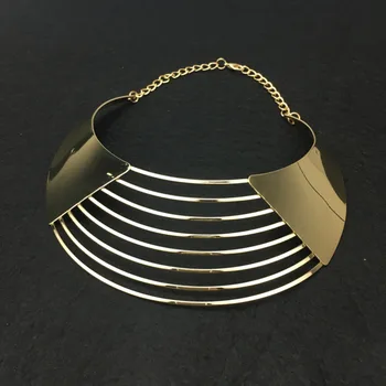 

Punk Layered Hollow Big Alloy Torques Choker Necklaces For Women Fashion Jewelry Bib Collar Statement Necklace 2019 UKMOC