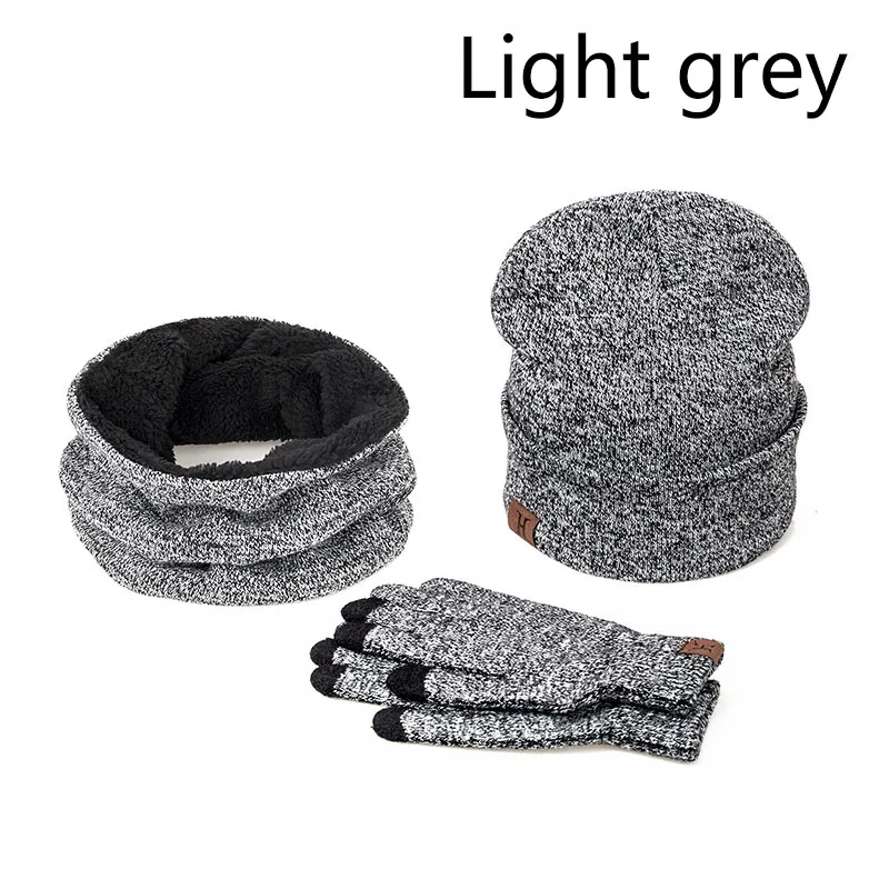 Зимняя теплая шапка шарфы перчатки набор Удобная шерстяная шапка шарф перчатки