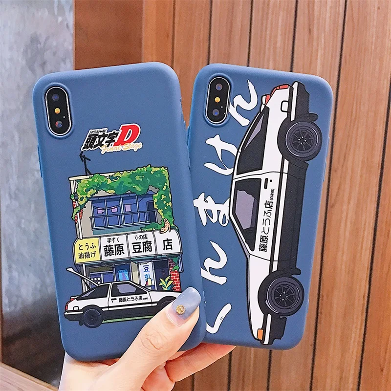 

Japan Anime Fujiwara Takumi Trend INITIAL D Racing Car Case For iPhone XR XS MAX 7 8 6 S plus Luxury Blue Soft TPU Phone Cover