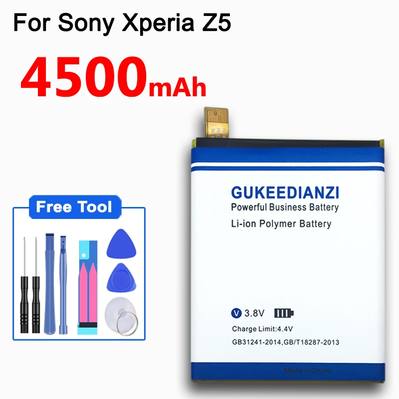 GUKEEDIANZI 4500 мА/ч, Батарея для sony Xperia Z5 E6883 E6653 E6683 запасная батарея для мобильного телефона LIS1593ERPC