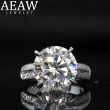 AEAW большой 4.0ct круглой огранки 10k14k18k Белое золото Муассанит кольцо Полный размеры ослепительный Женский Ювелирные изделия